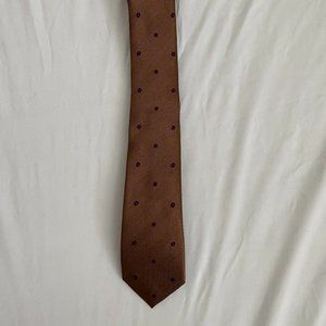 Eton Brown and Red/navy Dot Tie
